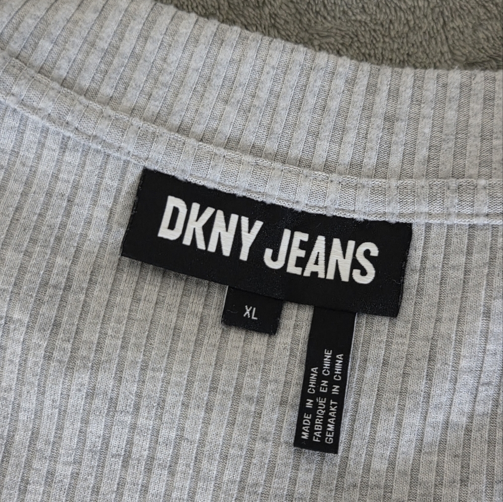 * DKNY Jeans Women's Sleeveless Mock Neck Ribbed Side Slit Long Dress Grey Sz XL - Picture 6 of 9